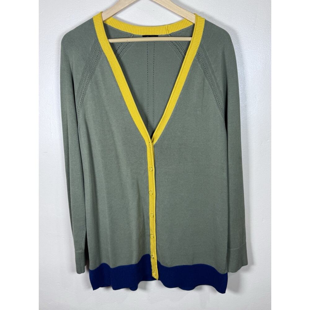 Talbots Womens Cardigan Sweater XL Long Cotton Blend Career Office Preppy Button